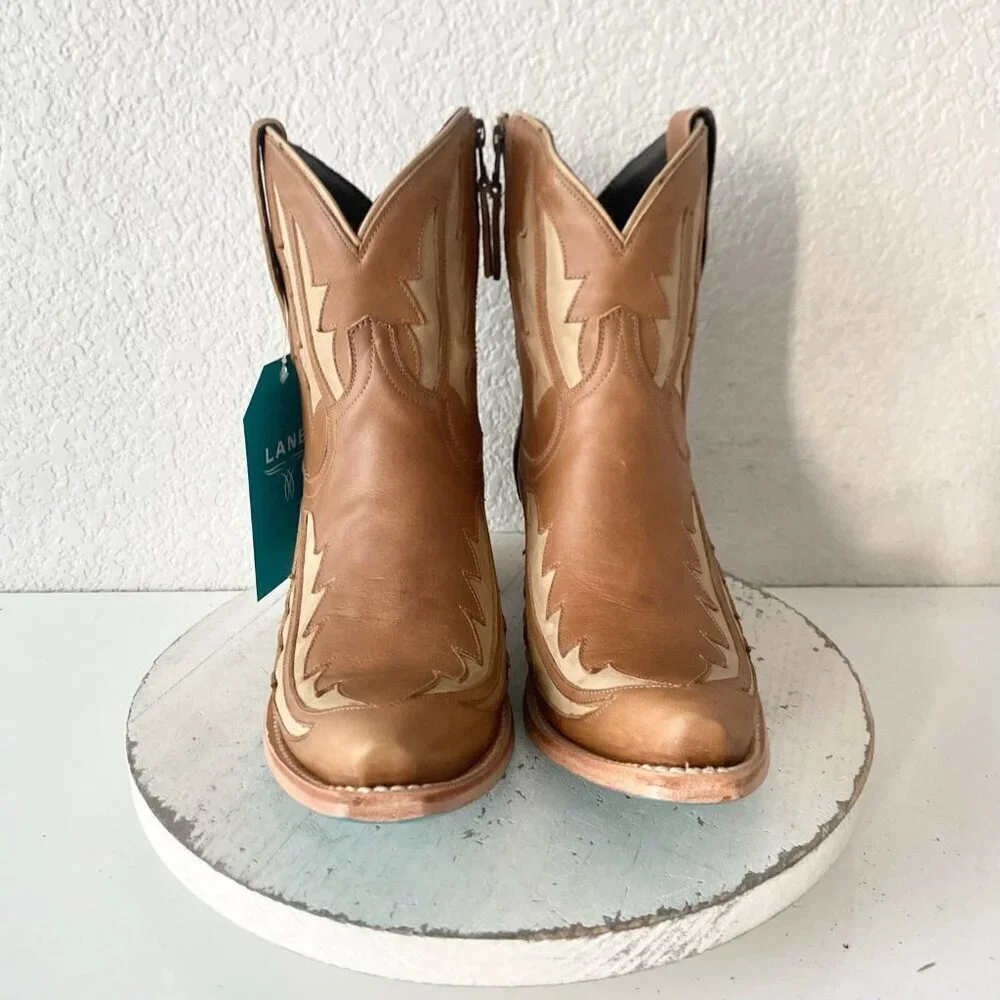 NEW Lane WALK THE LINE Womens Cowboy Bootie 10.5 Brown Cowgirl Short Ankle Boots - Picture 5 of 11